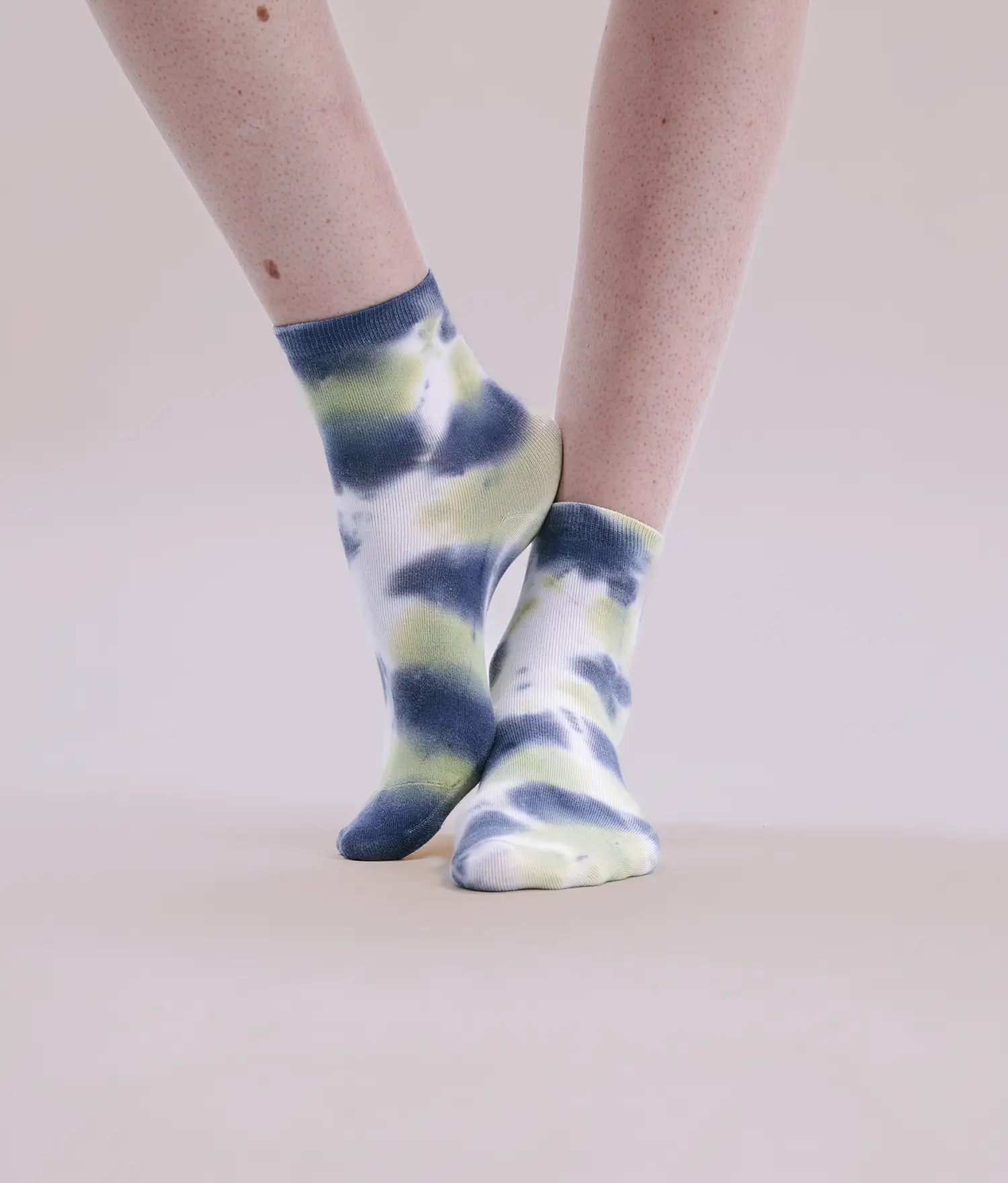 Womens Ankle Sock - Cotton Blend - Vintage Indigo Aloe Tie Dye