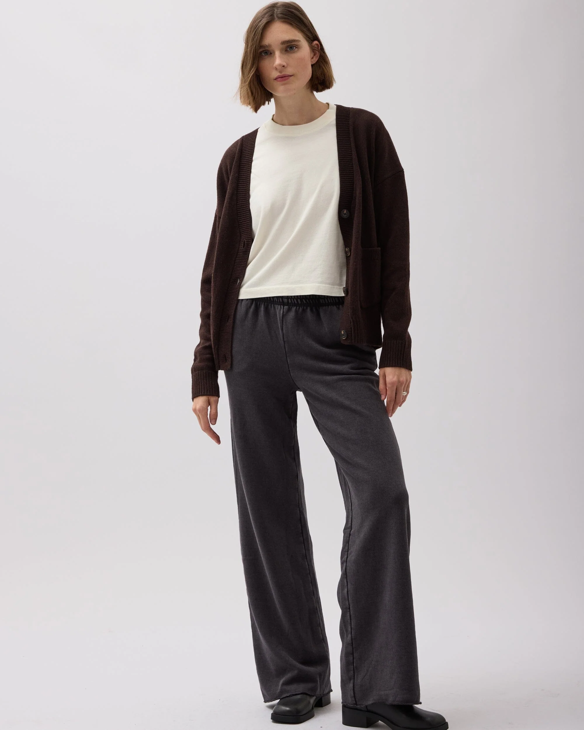 Womens Recycled Fleece Wide Leg Pant - Recycled Fleece - Mineral Black - Image 3