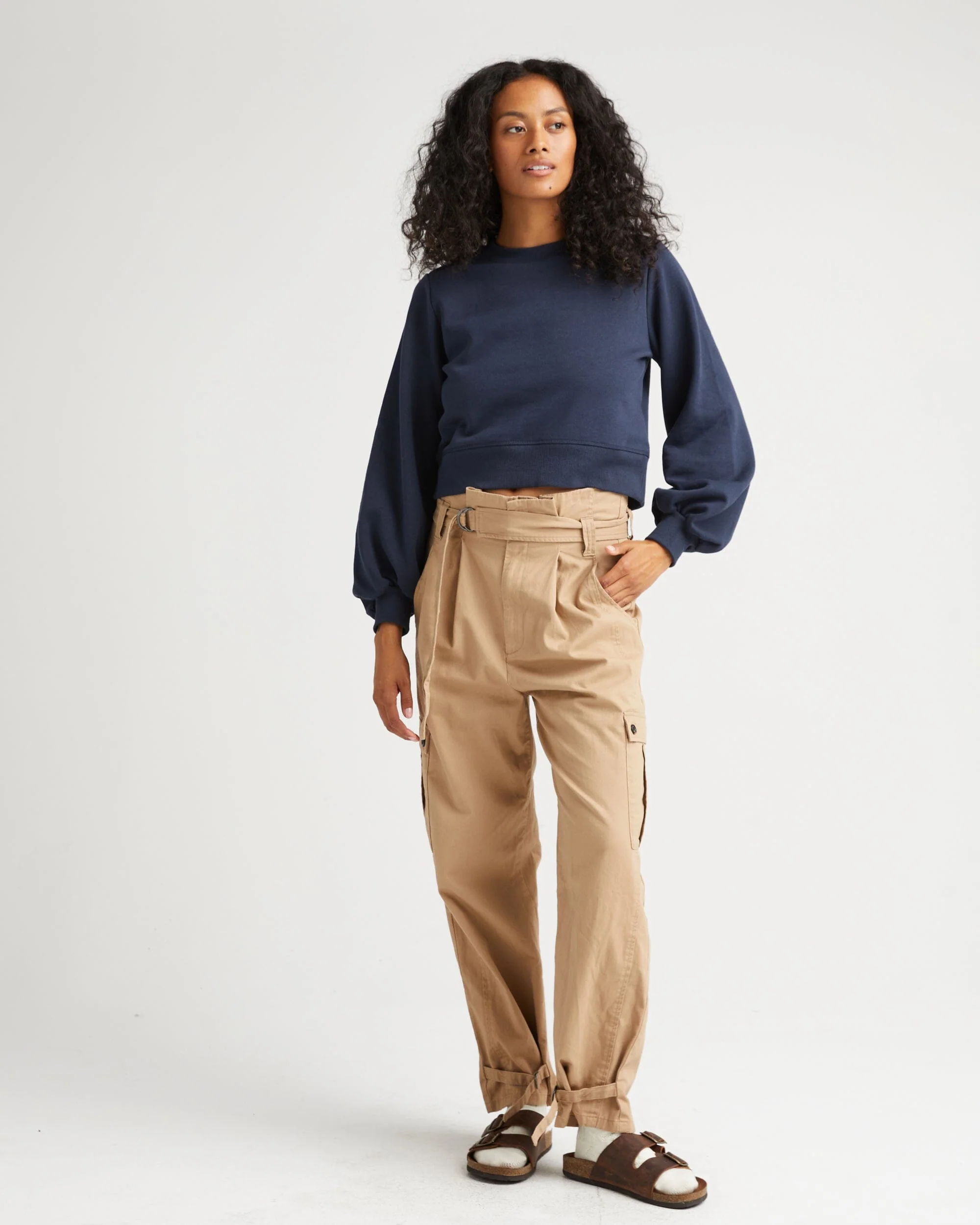 Womens Recycled Fleece Cropped Sweatshirt - Recycled Fleece - Blue Nights - Image 2