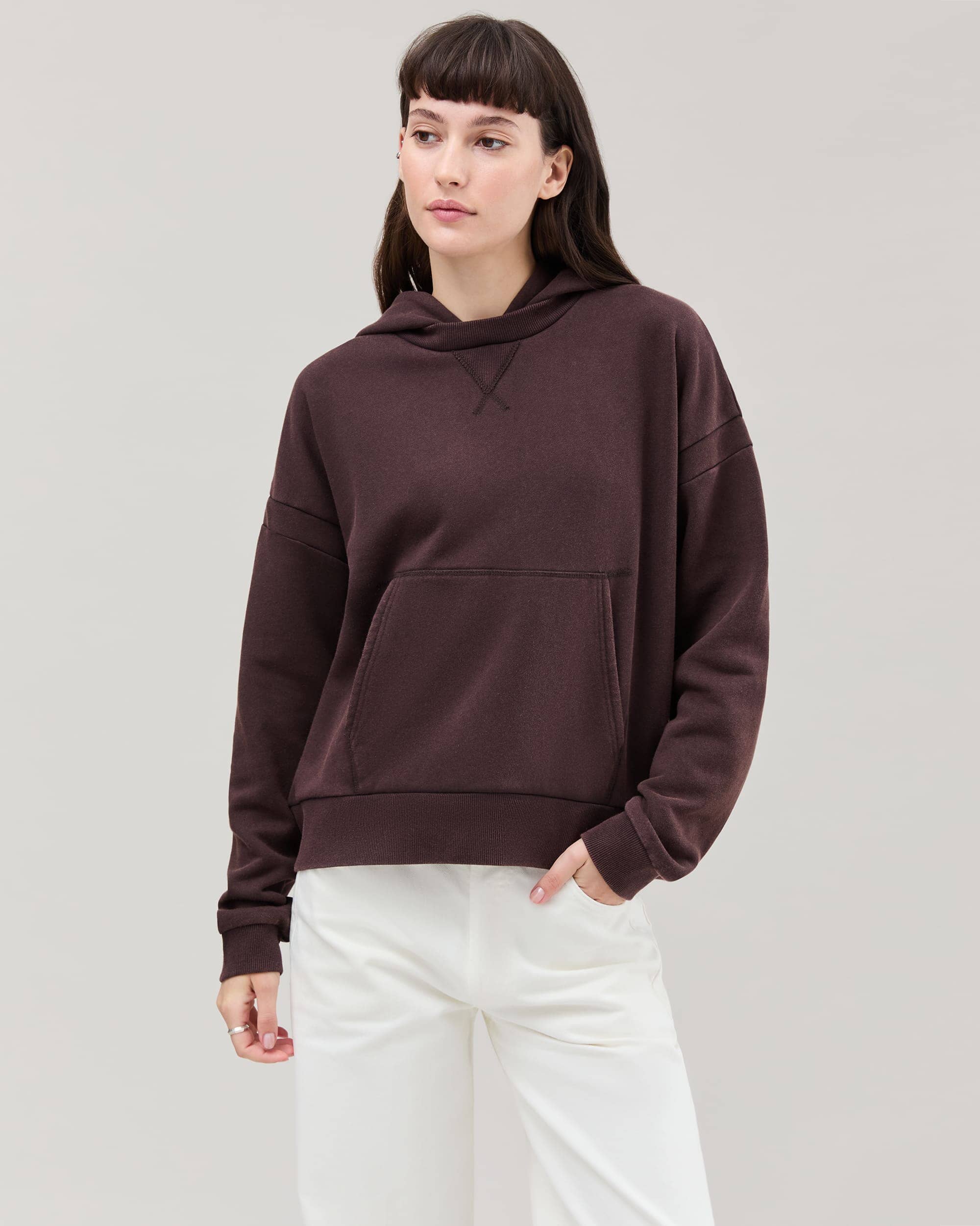 Womens Recycled Fleece Hoodie - Recycled Fleece - Mineral Ganache