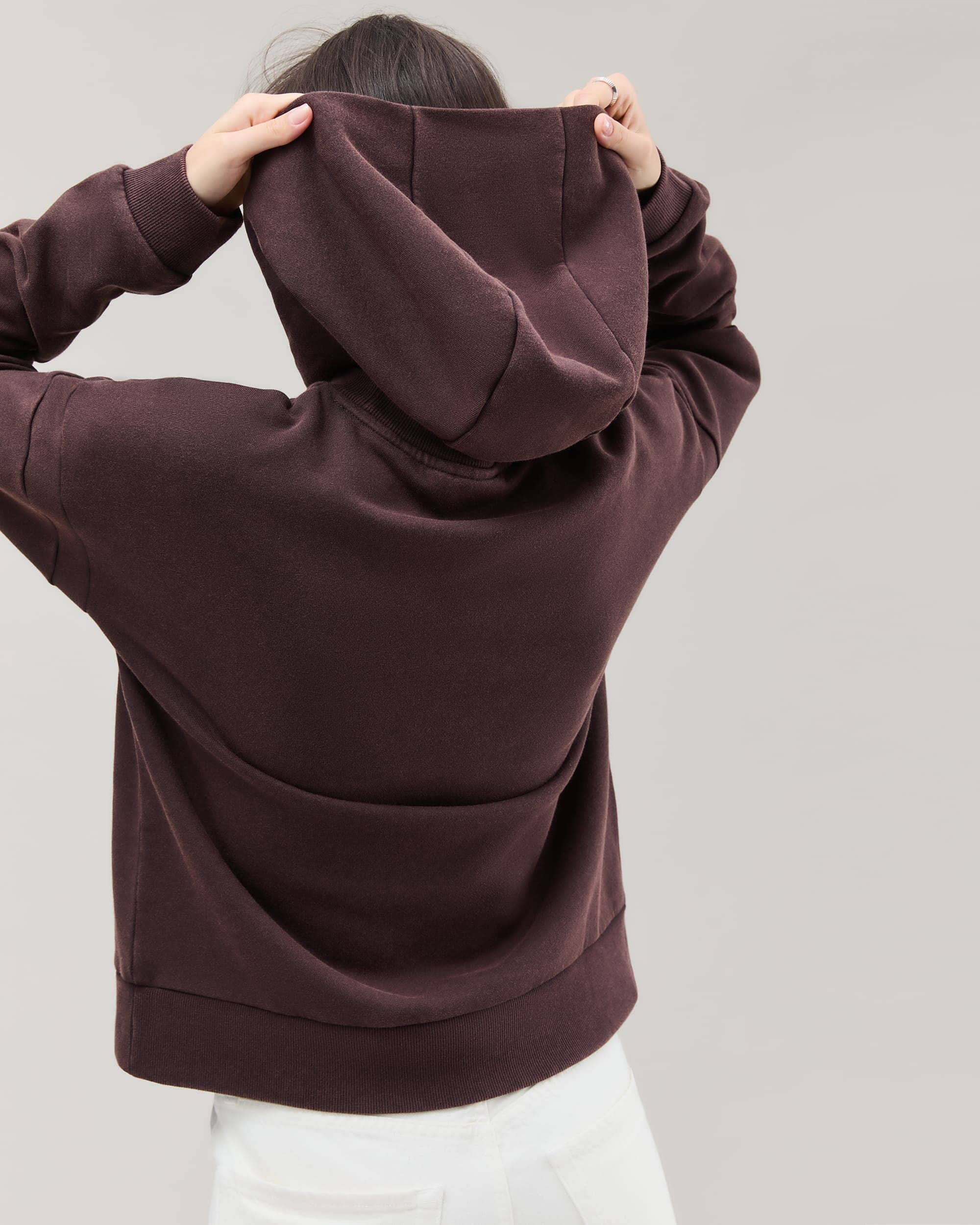 Womens Recycled Fleece Hoodie - Recycled Fleece - Mineral Ganache - Image 5