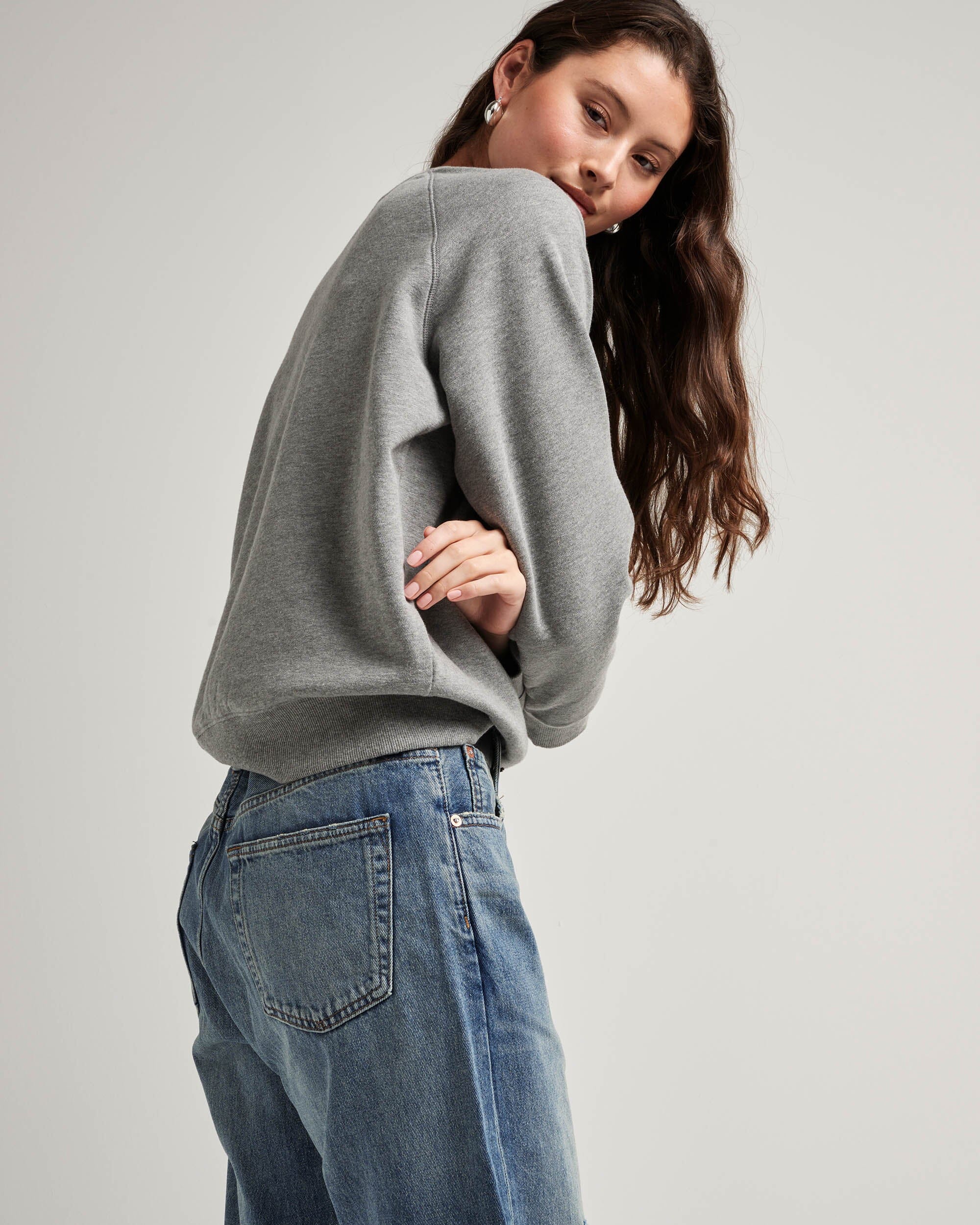 Womens Recycled Fleece Sweatshirt - Recycled Fleece - Heather Grey - Image 3