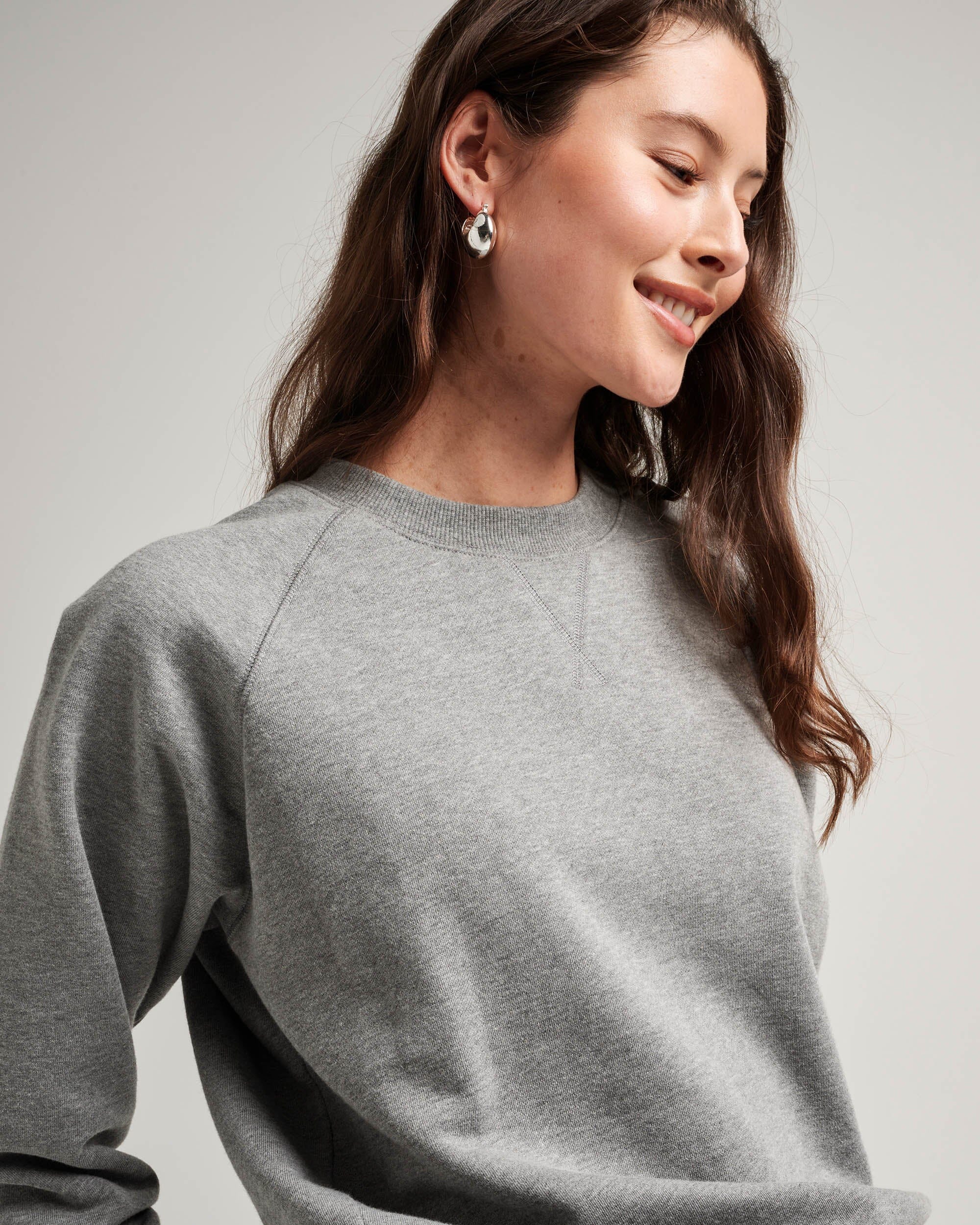 Womens Recycled Fleece Sweatshirt - Recycled Fleece - Heather Grey - Image 4