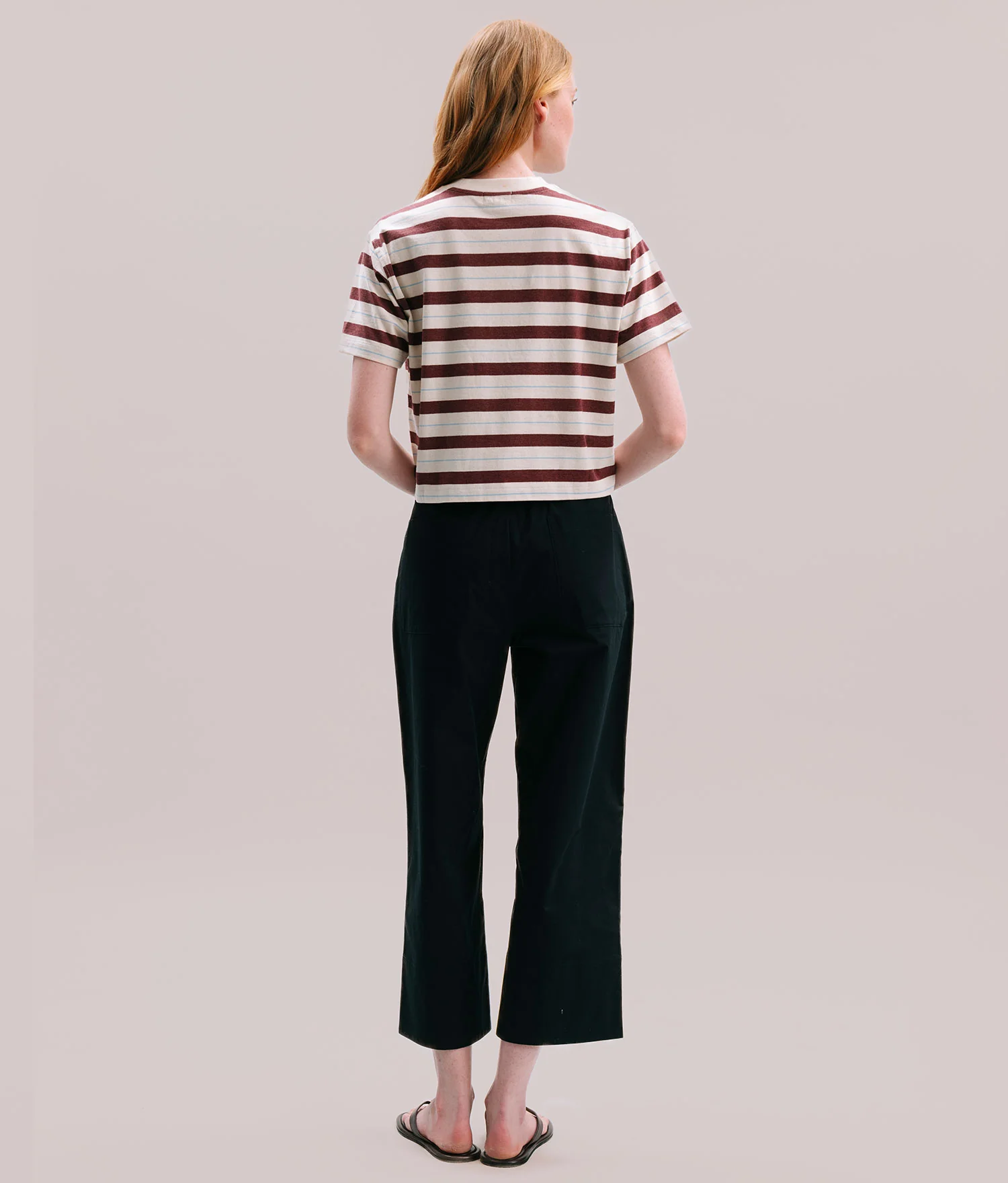 Womens Recycled Stripe Tee - Recycled Jersey - Red Stripe - Image 2