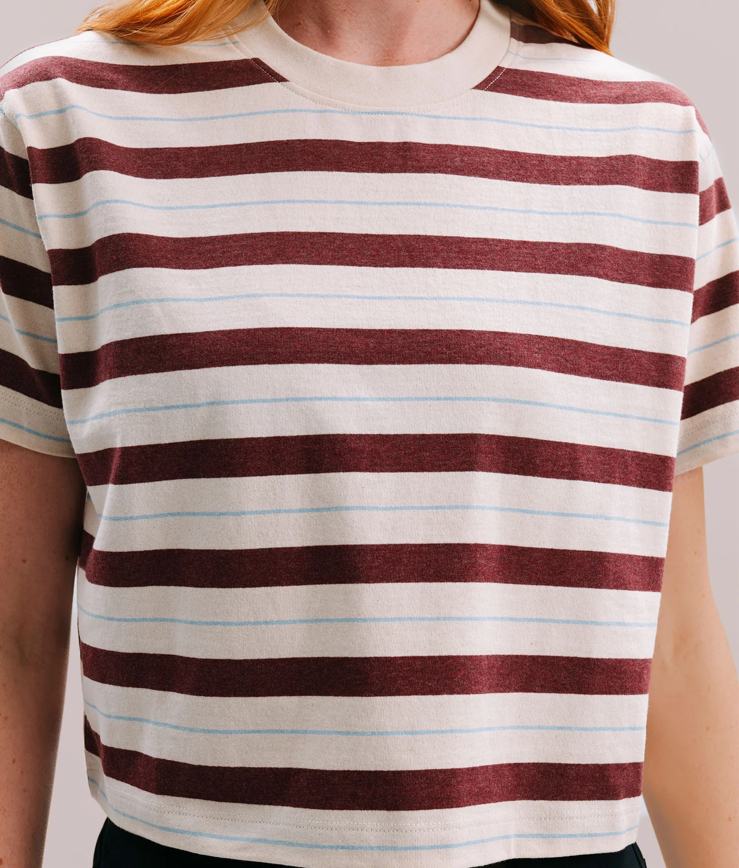 Womens Recycled Stripe Tee - Recycled Jersey - Red Stripe - Image 3