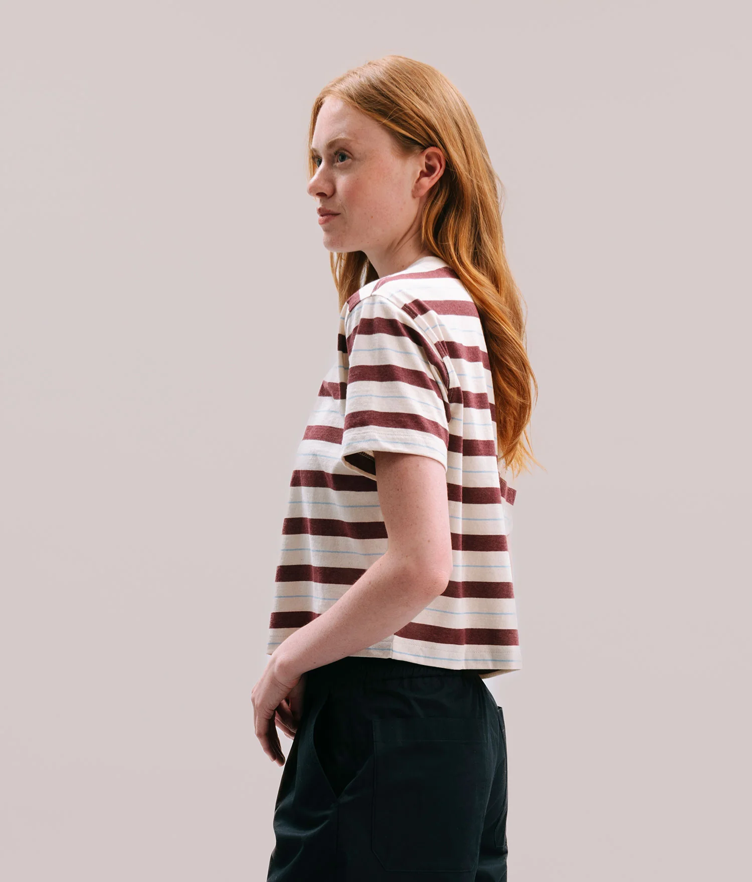 Womens Recycled Stripe Tee - Recycled Jersey - Red Stripe - Image 4
