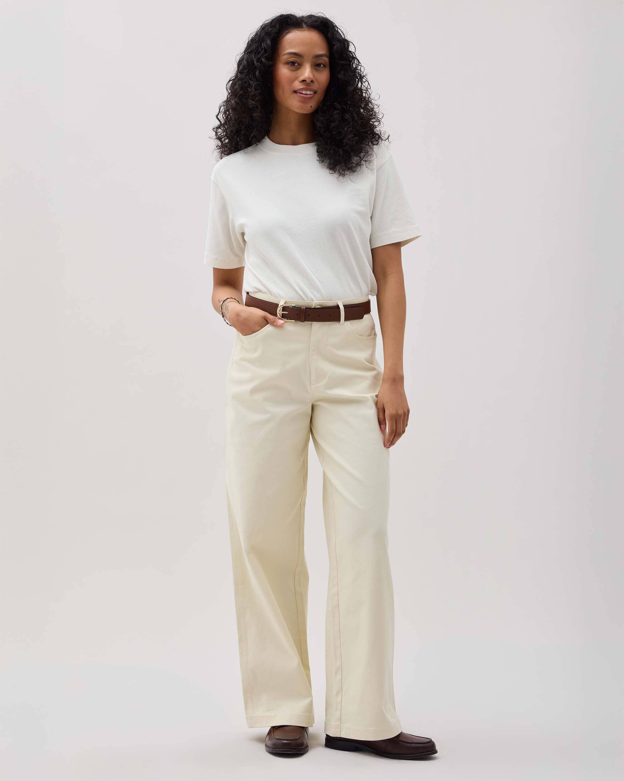 Womens Relaxed Everyday Tee - Pigment Dye Jersey - Bone - Image 3