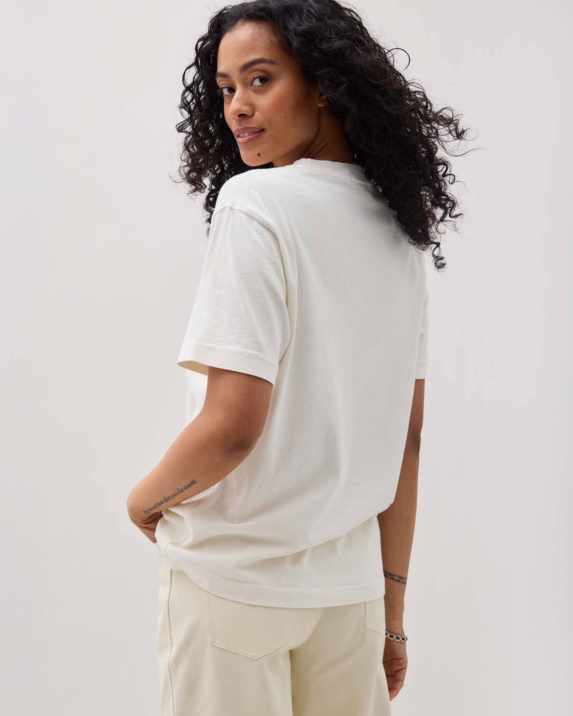 Womens Relaxed Everyday Tee - Pigment Dye Jersey - Bone - Image 5