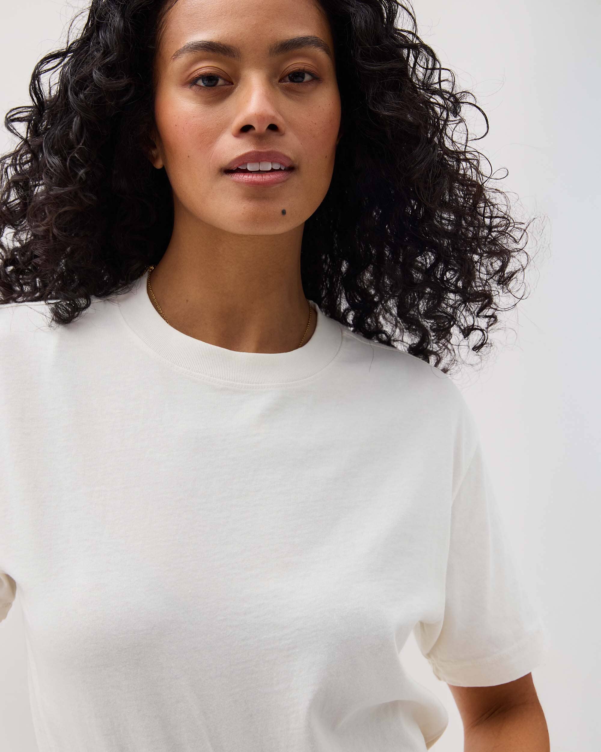 Womens Relaxed Everyday Tee - Pigment Dye Jersey - Bone - Image 6