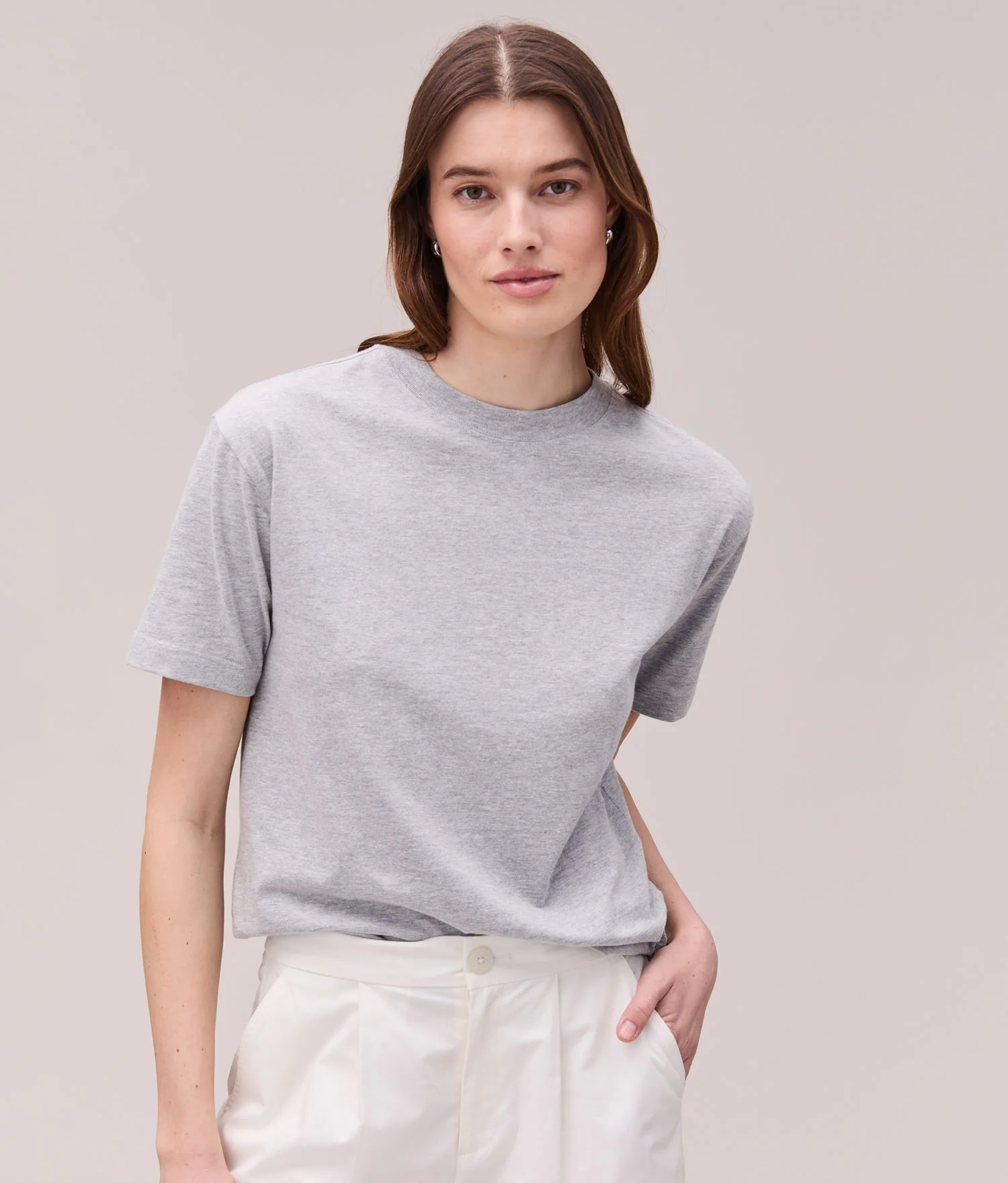 Womens Relaxed Everyday Tee - Pigment Dye Jersey - Heather Grey