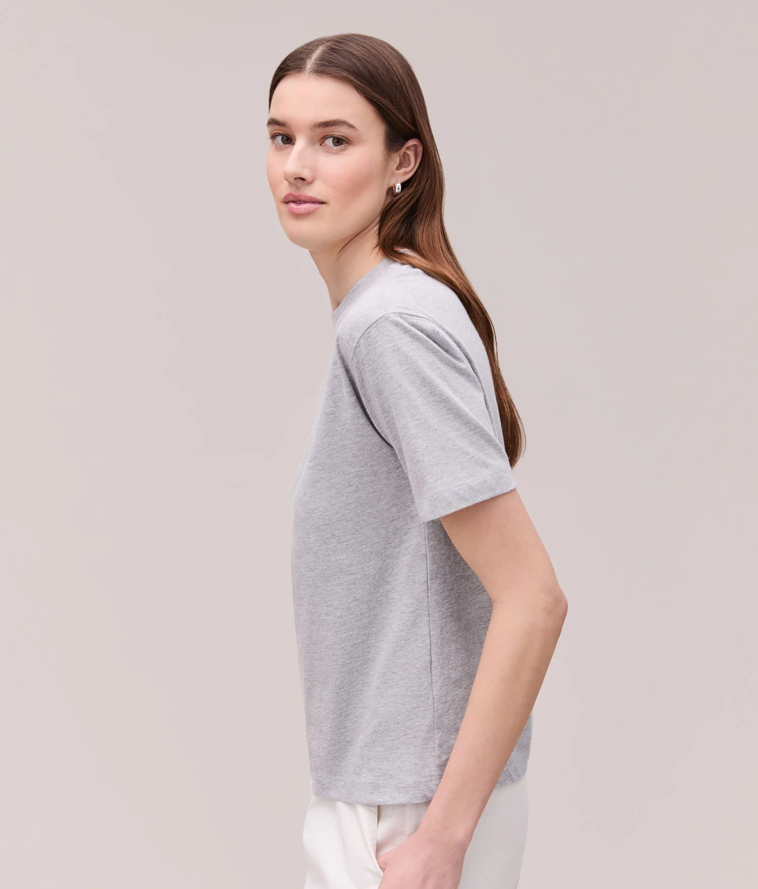 Womens Relaxed Everyday Tee - Pigment Dye Jersey - Heather Grey - Image 3