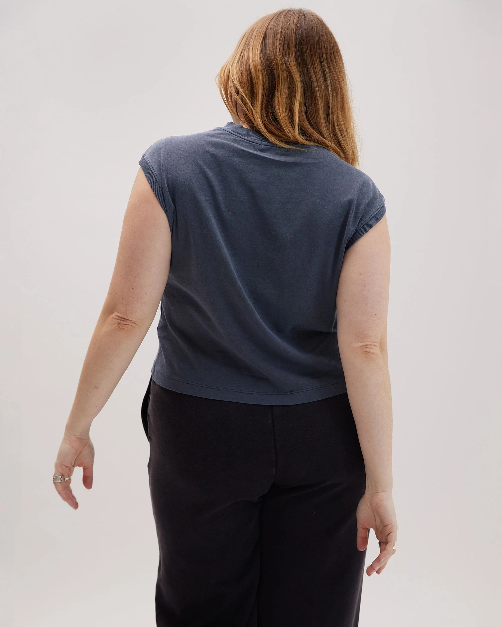 Womens Relaxed Muscle Tee - Pigment Dye Jersey - Blue Steel - Image 3