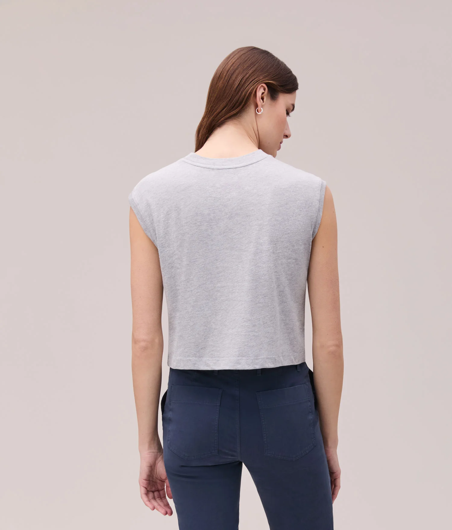 Womens Relaxed Muscle Tee - Pigment Dye Jersey - Heather Grey - Image 2