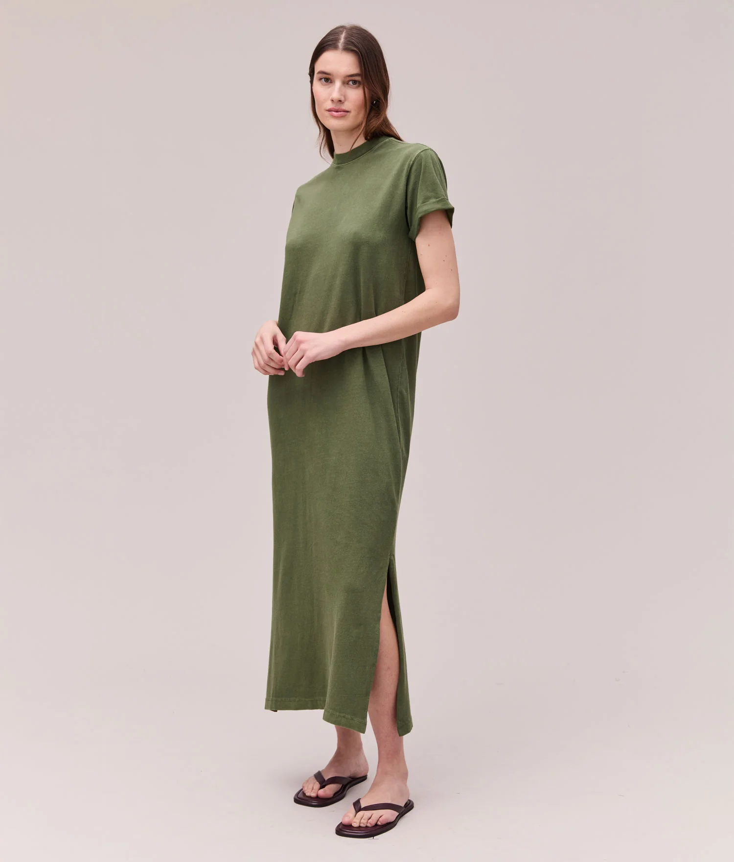 Womens Relaxed Tee Dress - Pigment Dye Jersey - Cypress - Image 4