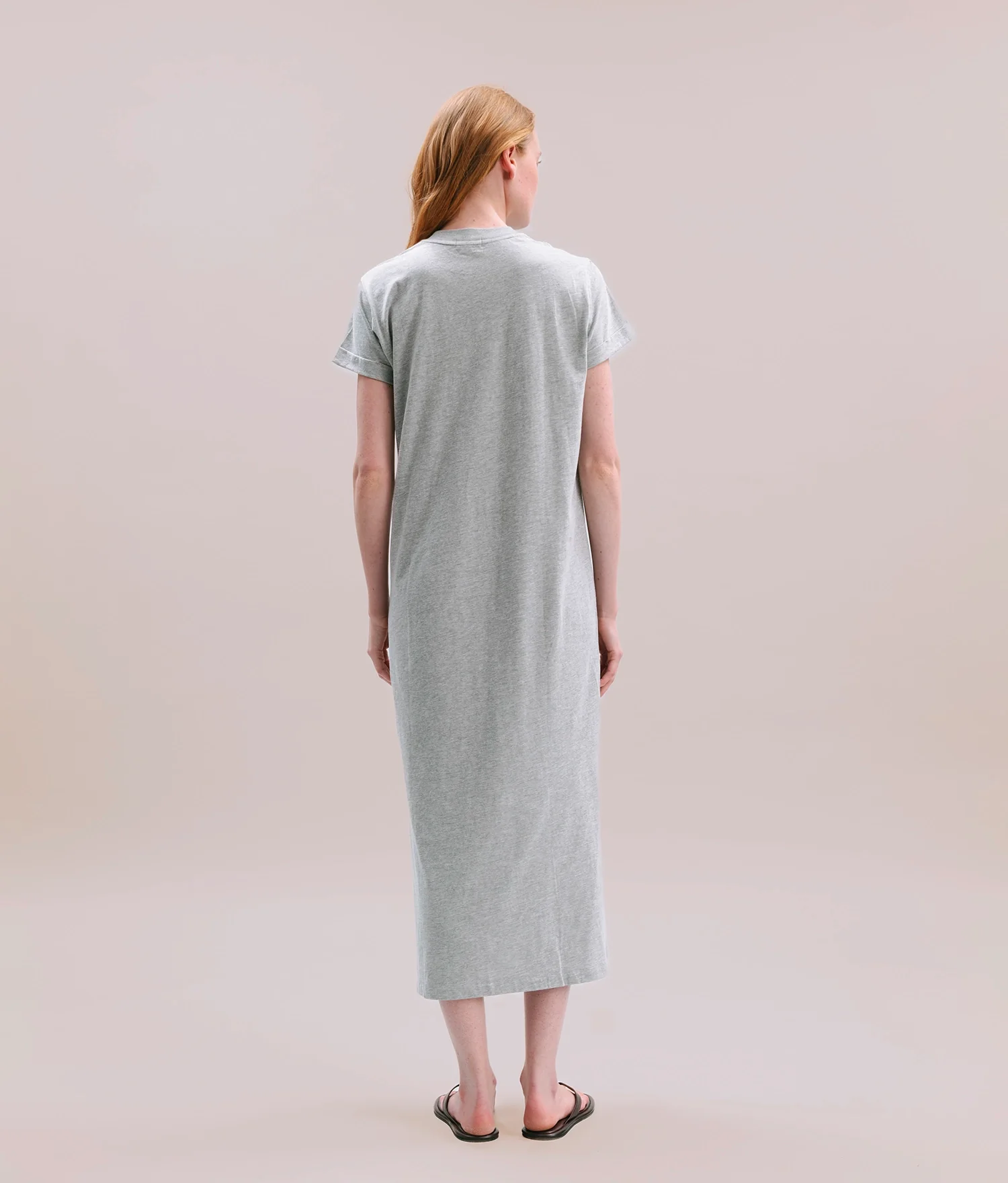 Womens Relaxed Tee Dress - Pigment Dye Jersey - Heather Grey - Image 2