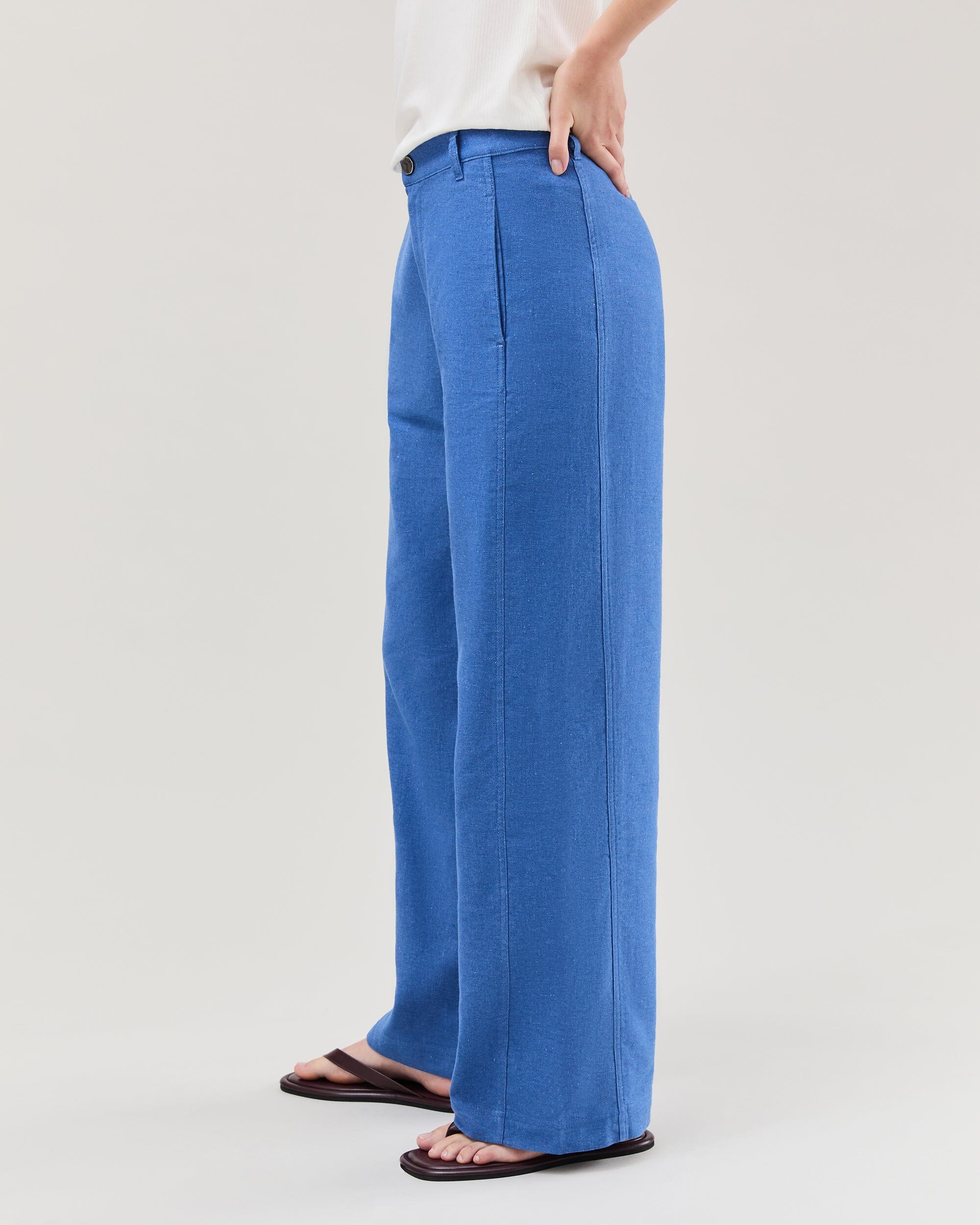 Womens Roma Work Pant - Cotton Linen Twill - True Blue - Image 3