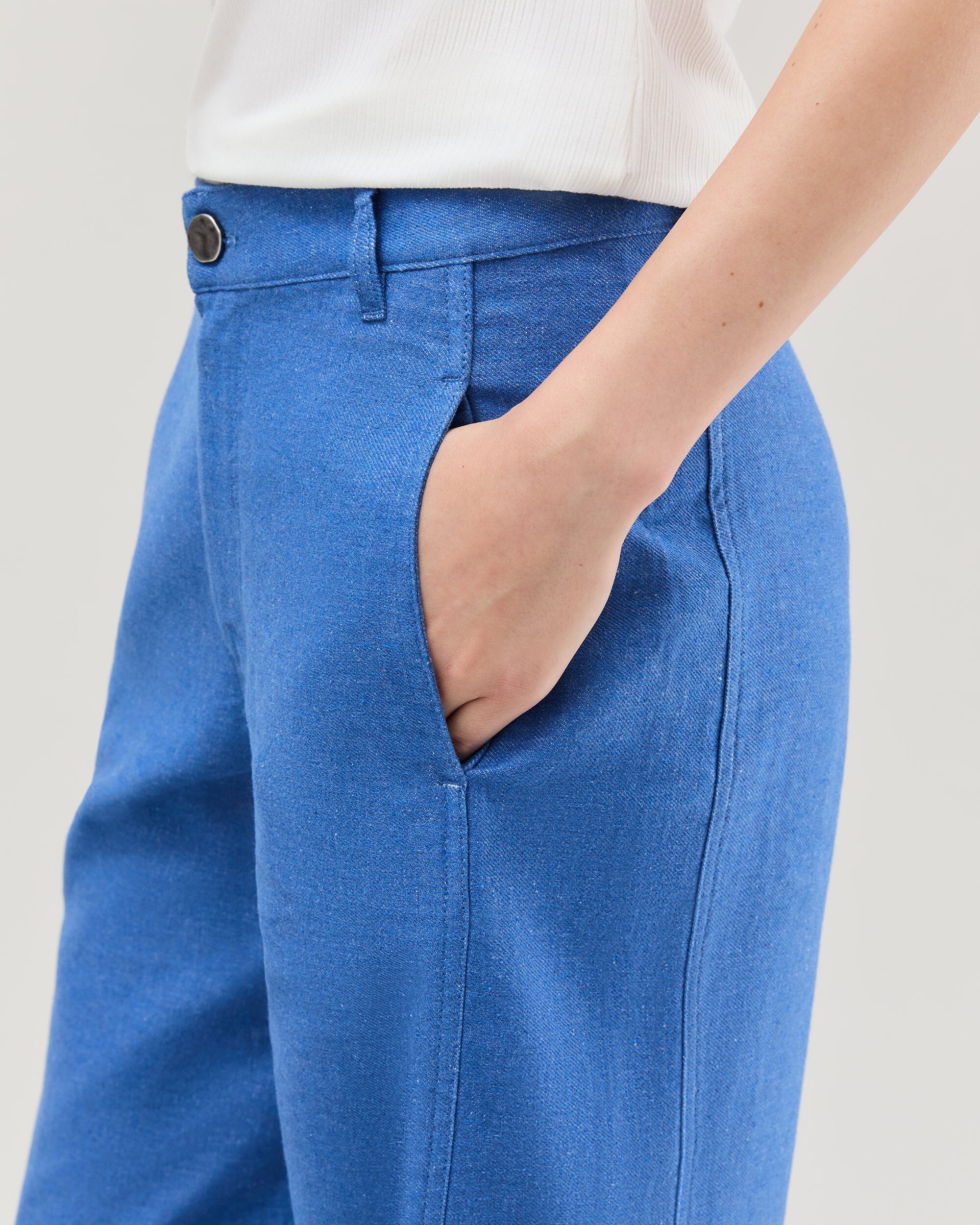 Womens Roma Work Pant - Cotton Linen Twill - True Blue - Image 5