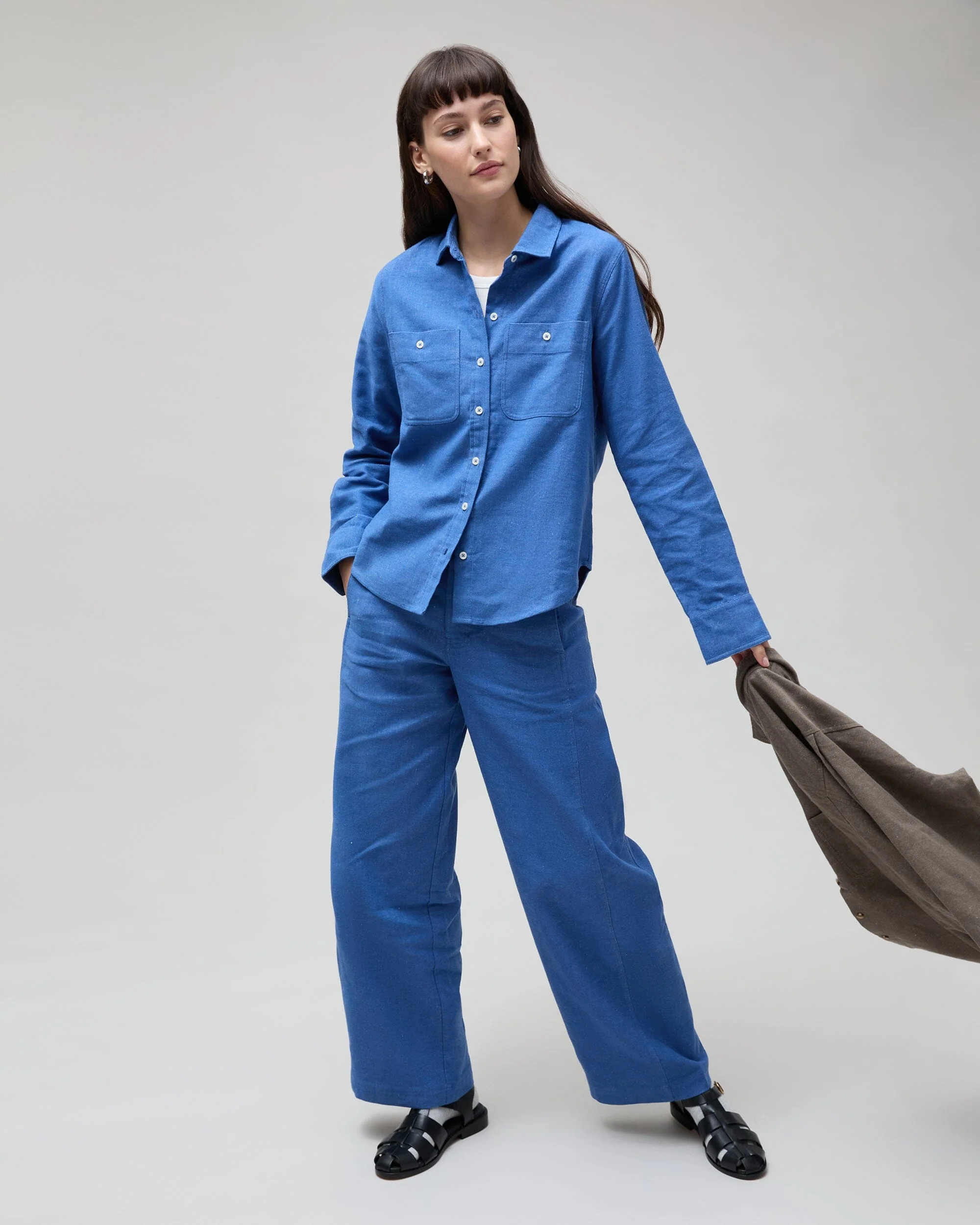 Womens Roma Work Pant - Cotton Linen Twill - True Blue - Image 6