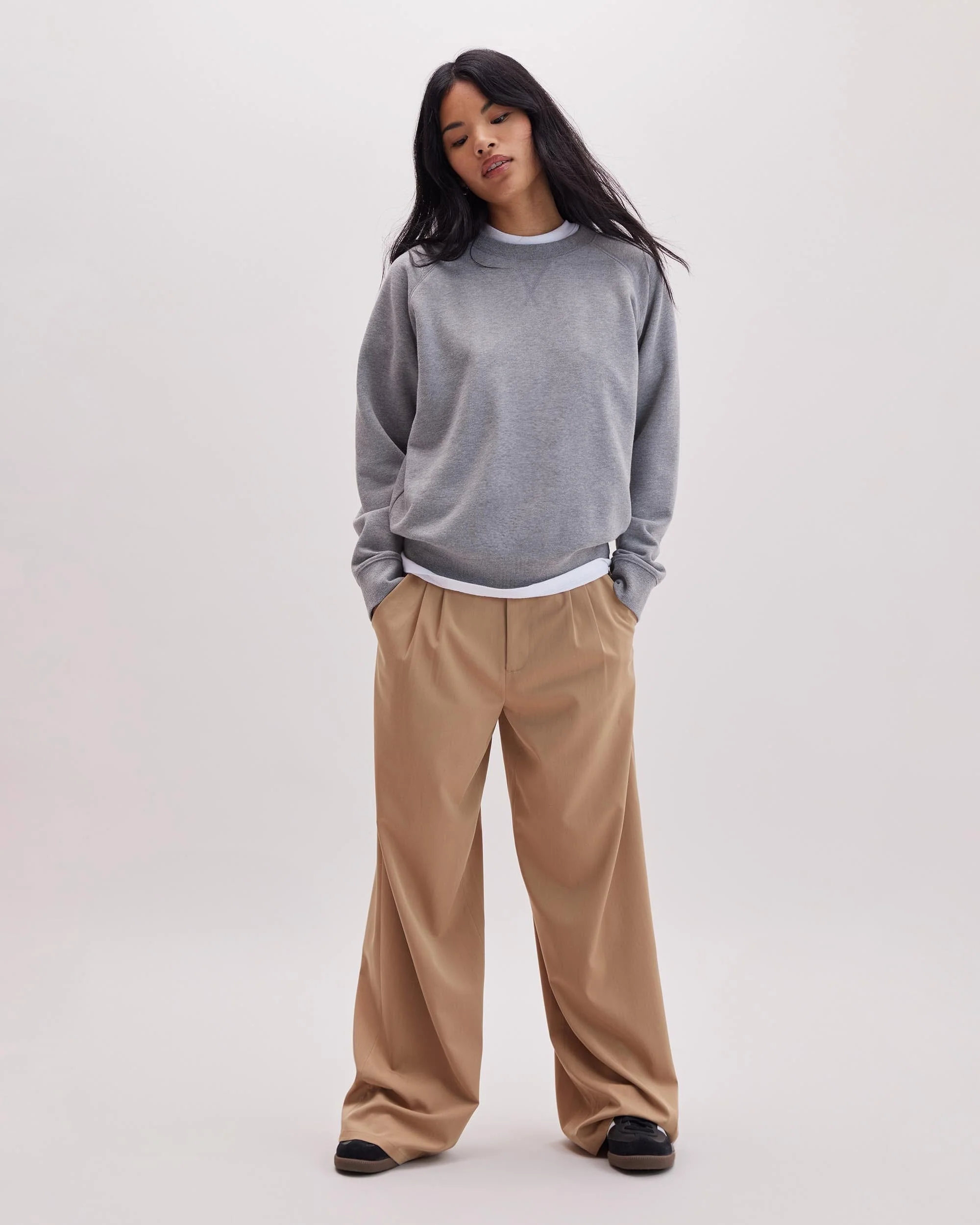 Womens Sophia Fluid Wide Leg Trouser - Polyester Modal Twill - Khaki - Image 3