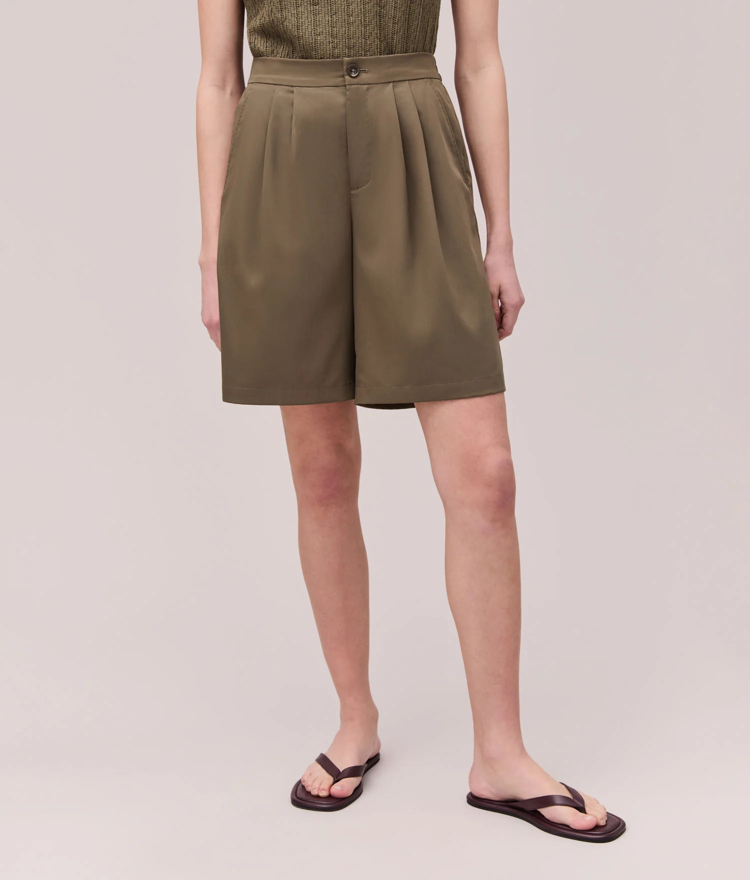 Womens Sophia Resort Short - Modal Blend Woven - Olive Grey