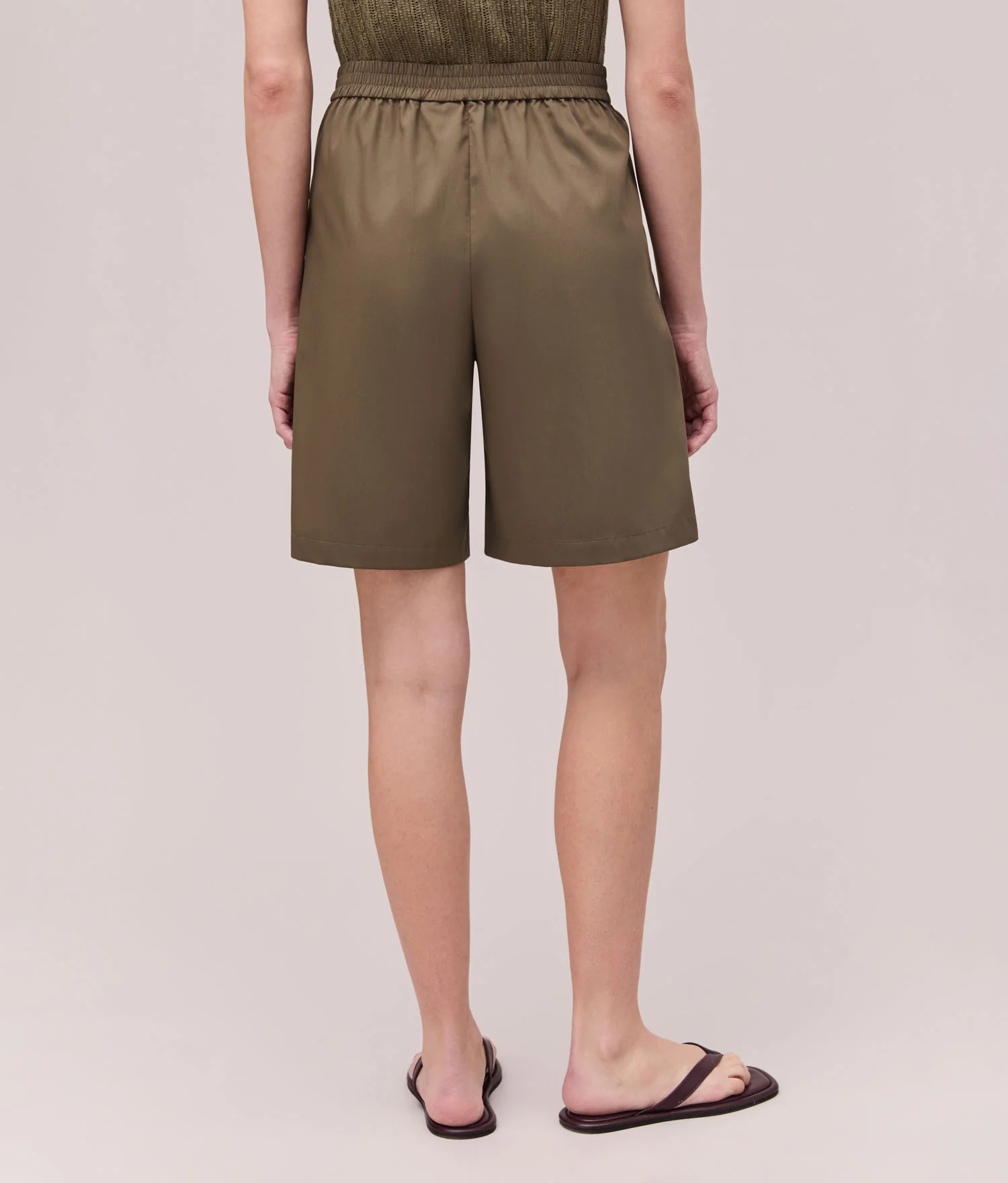 Womens Sophia Resort Short - Modal Blend Woven - Olive Grey - Image 2