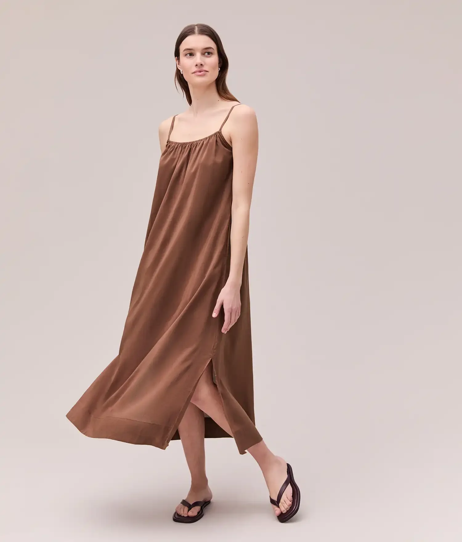 Womens Breezy Cotton Dress - Light Cotton Blend - Brunette - Image 4