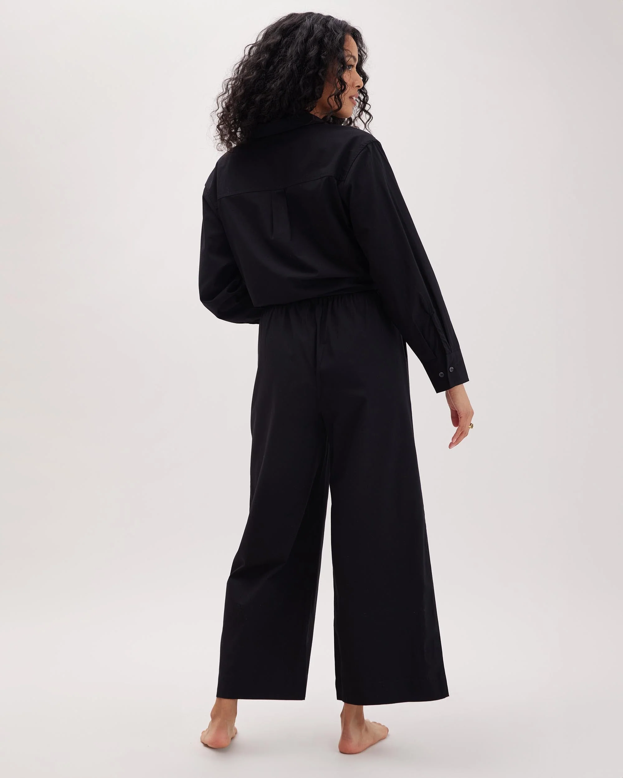 Womens Venice Drawstring Pant - Cotton Rayon Woven - Black - Image 3