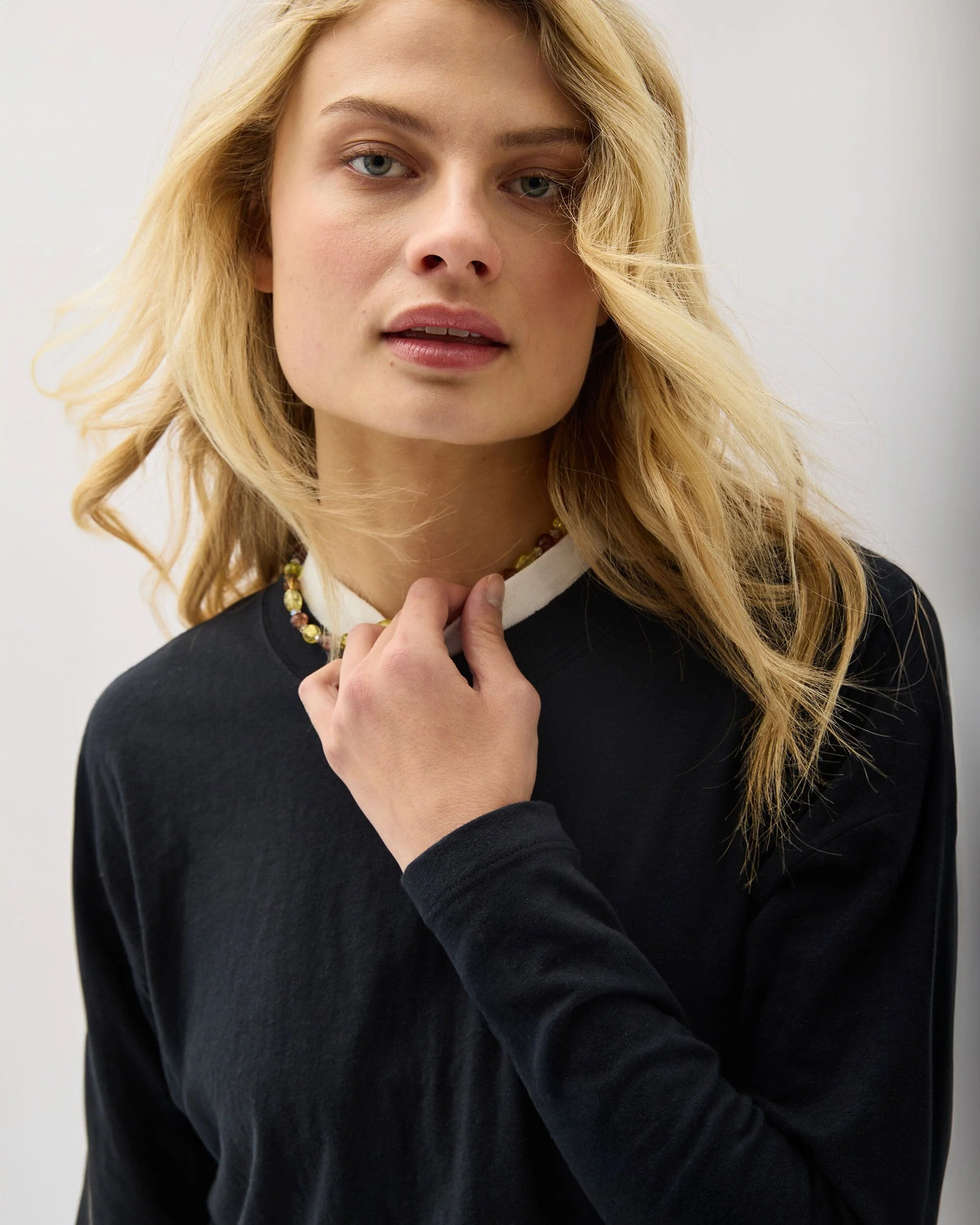 Womens Vintage Jersey Long Sleeve Tee - Recycled Cotton Jersey - Black - Image 5