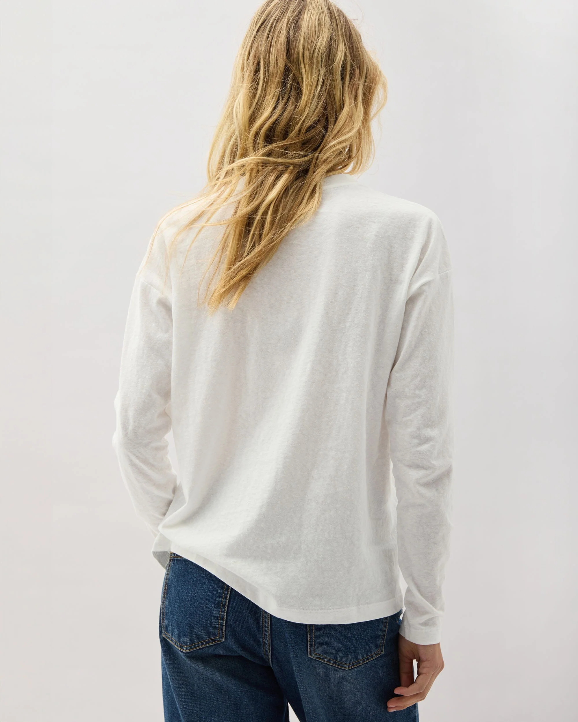 Womens Vintage Jersey Long Sleeve Tee - Recycled Cotton Jersey - White - Image 5