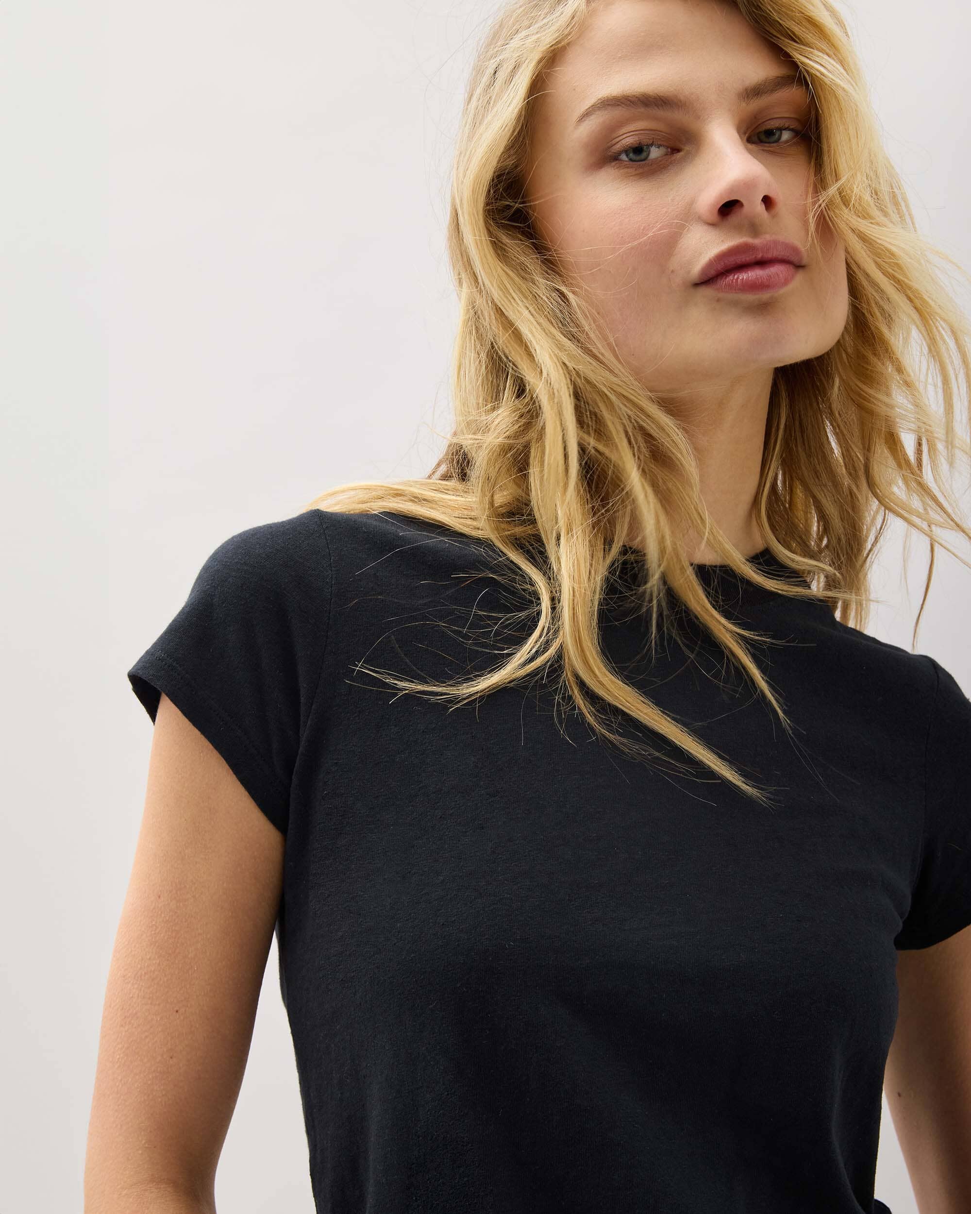 Womens Vintage Jersey Short Sleeve Tee - Recycled Cotton Jersey - Black - Image 5