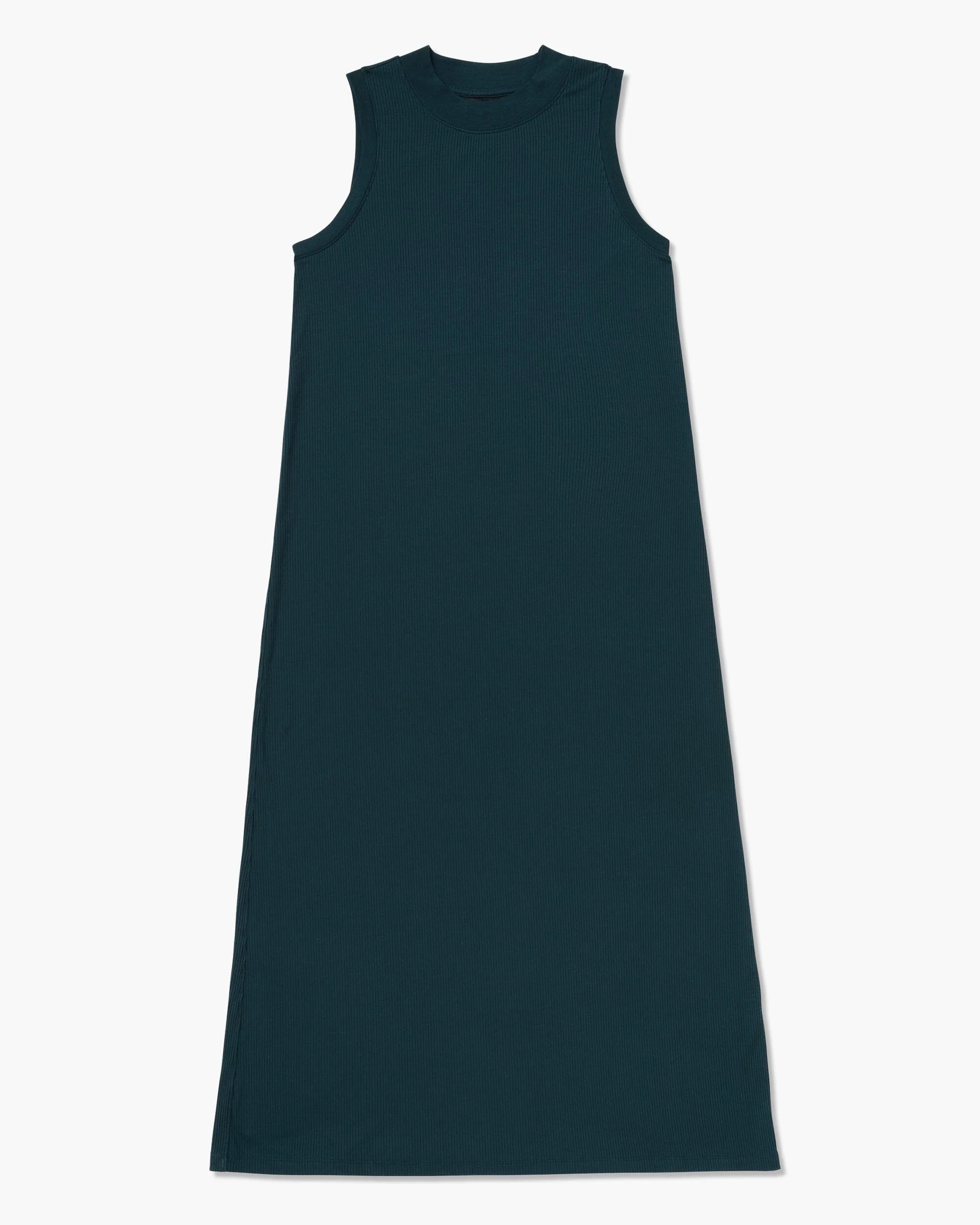 Womens Vintage Rib Column Dress - Lyocell Rib Knit - Reflecting Pond - Image 5