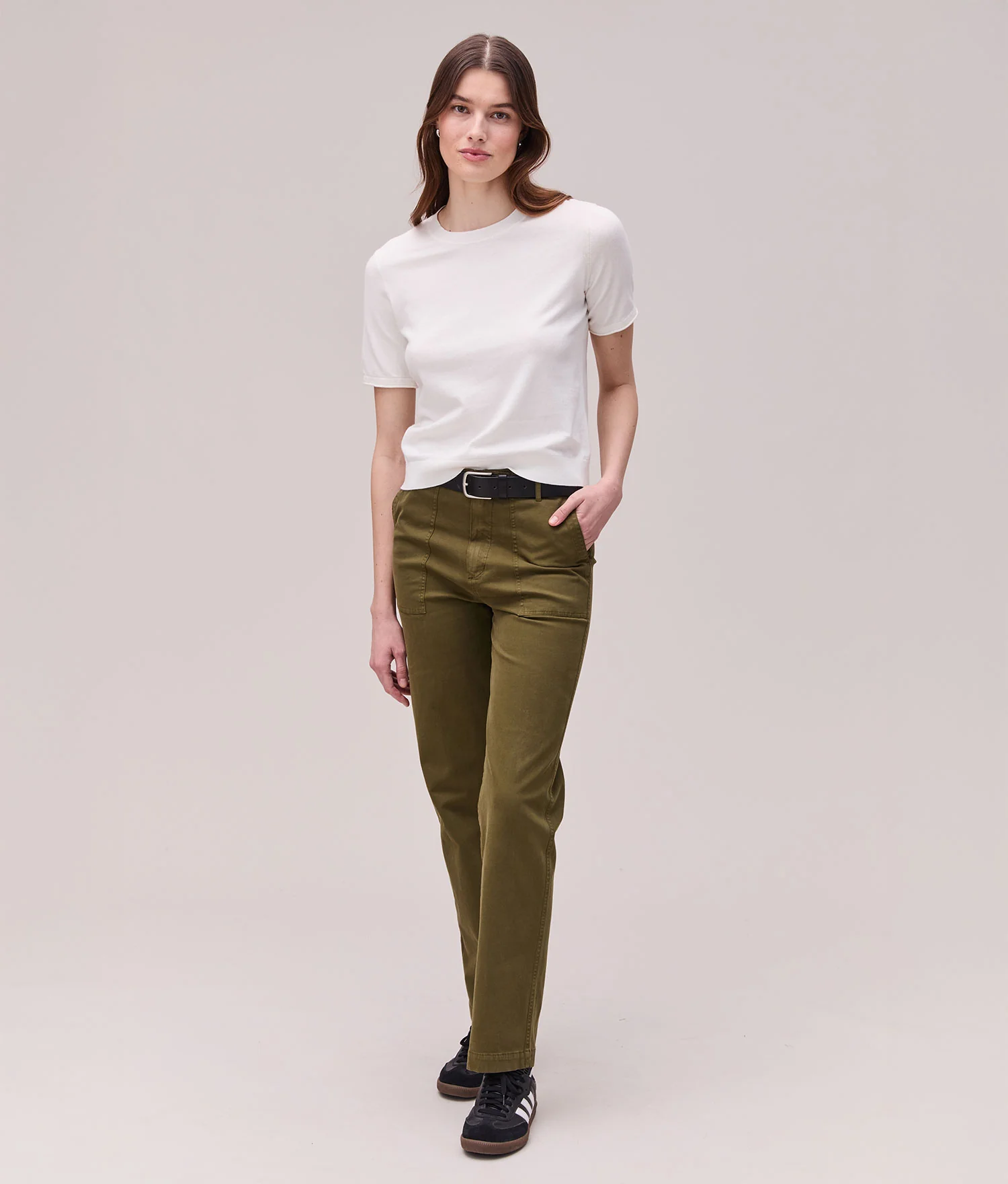 Womens Washable Cotton Silk Tee - Cotton Sweater Knit - Coconut Milk - Image 5